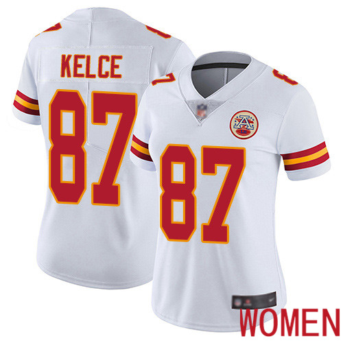 Women Kansas City Chiefs 87 Kelce Travis White Vapor Untouchable Elite Player Football Nike NFL Jersey